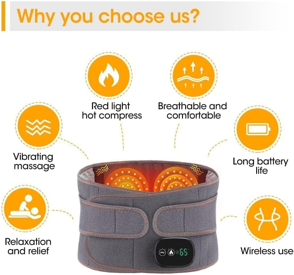 GoBoostHealth™ Light Therapy Hot Compress Massage Belt for Waist Back Pain Relief